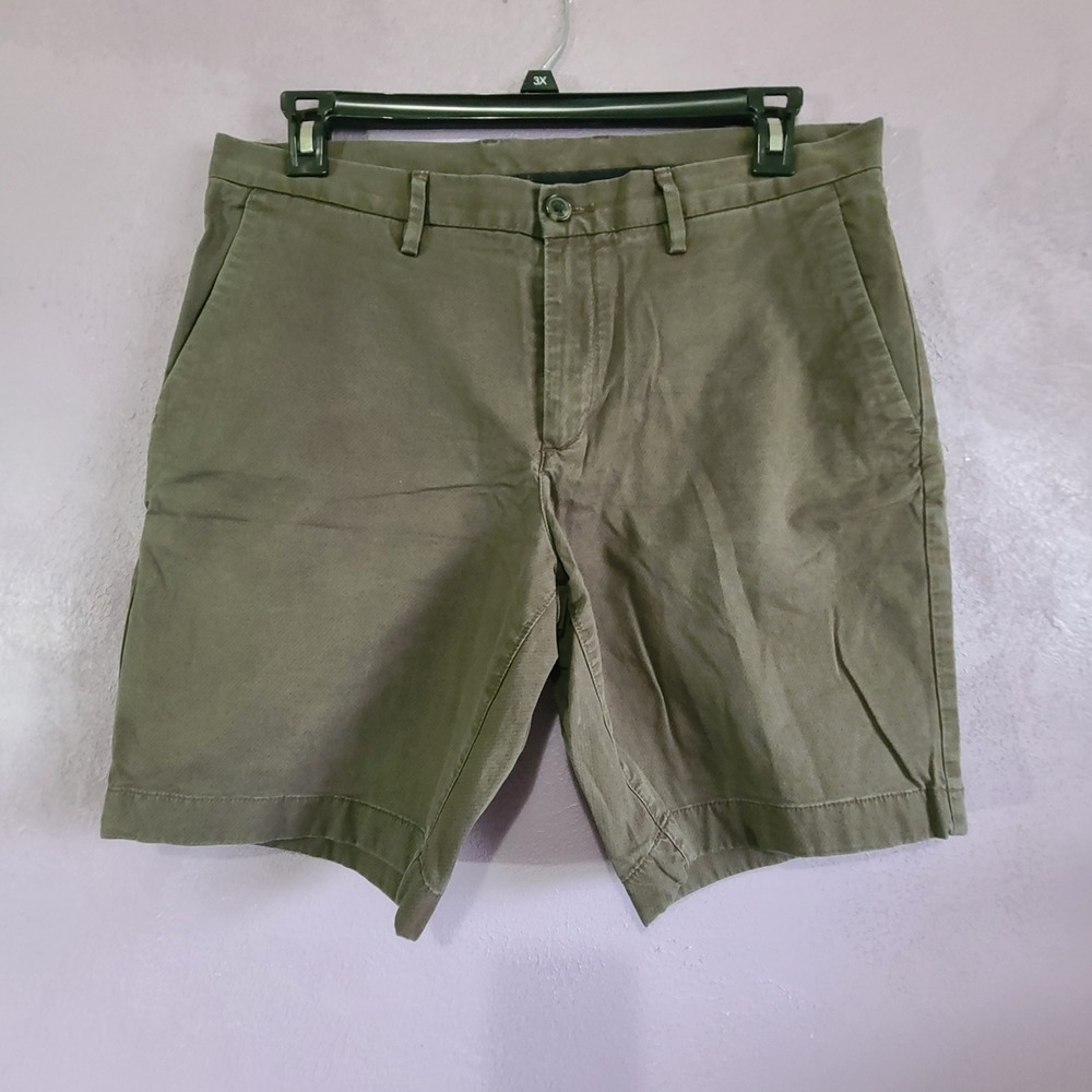 Michael Kors Chino Shorts Mens 34 36 Olive Green Stretch Cotton Casual MK Logo